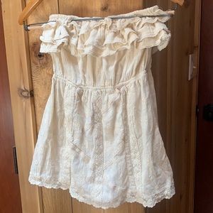 Flying Tomato Boho Strapless Top Embroidered Crochet Lace